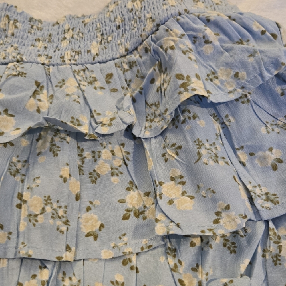 Derek Heart Blue Floral Ruffle Skort - Picture 5 of 6